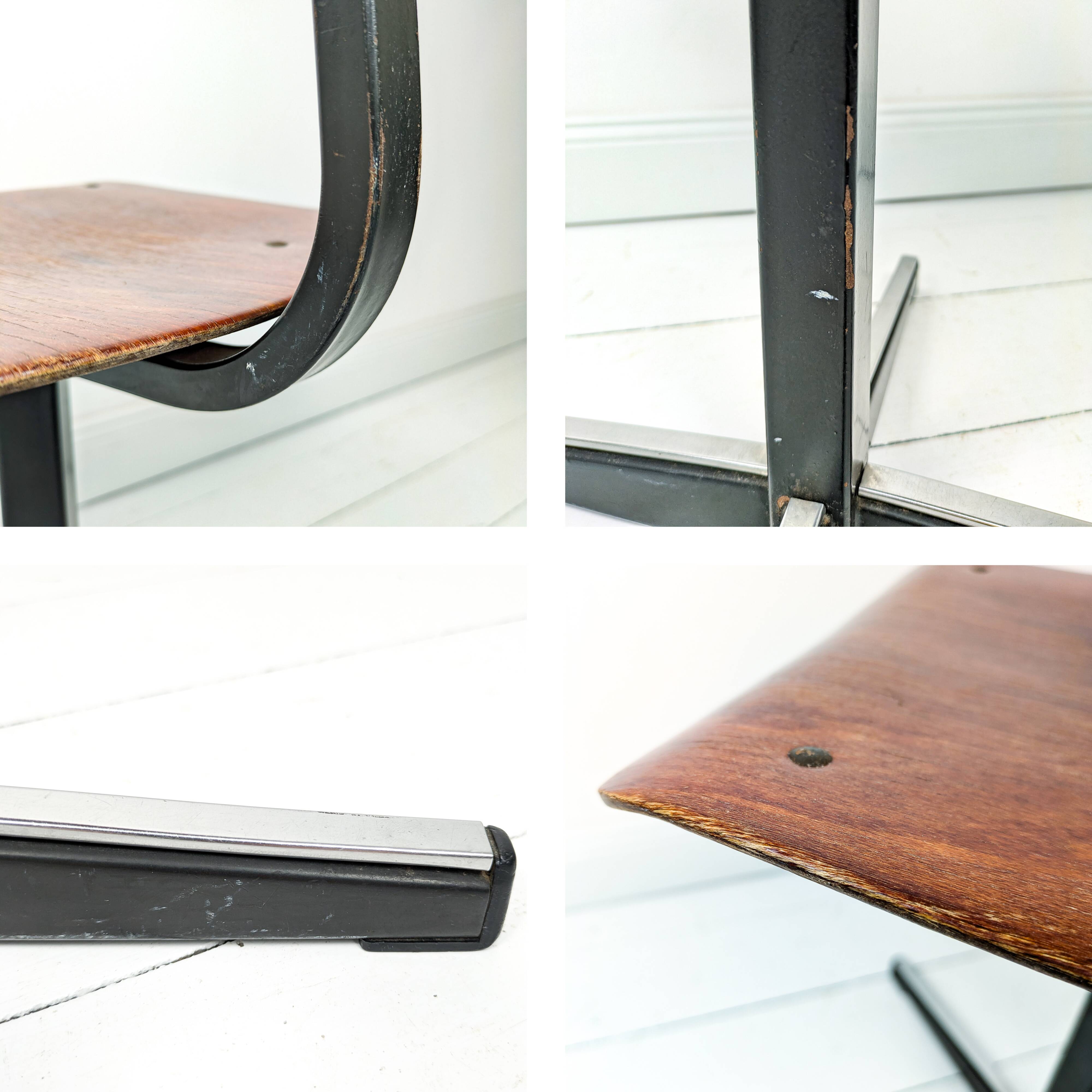 Mid Century Chaise d'école Chaise d'enfant Bois Métal Vintage Rétro Chambre d'enfant Pied Skandi Sca