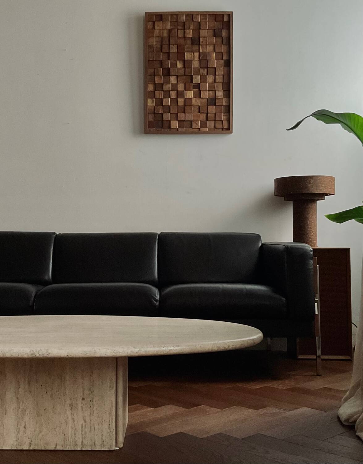 Ligne Roset vintage travertine coffee table from the 70s