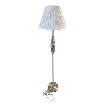 1990s design floor lamp – Brushed metal & crystals