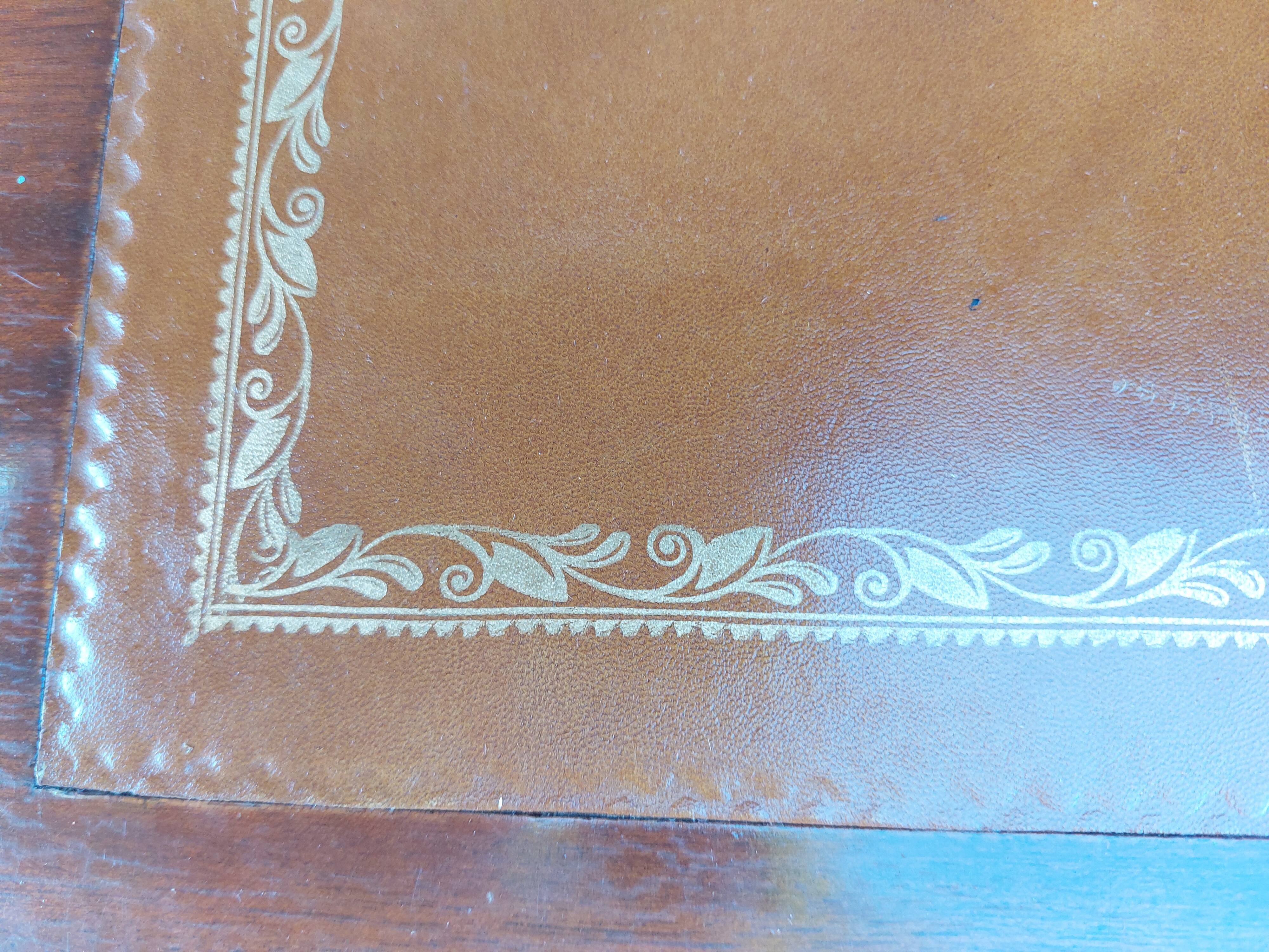 English desk and lyre chair, leather, extensions.