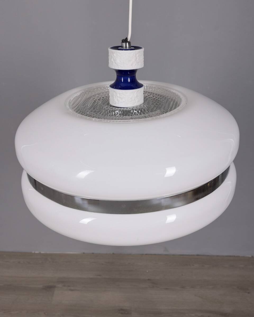 Vintage 1970s white plastic chandelier, Italian design