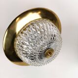 Brass and Crystal Ceiling Lamp from the 1960s by Tyringe for Orrefors, Sweden