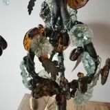 Art deco lamp, bunches of grapes in Murano glass, bronze base