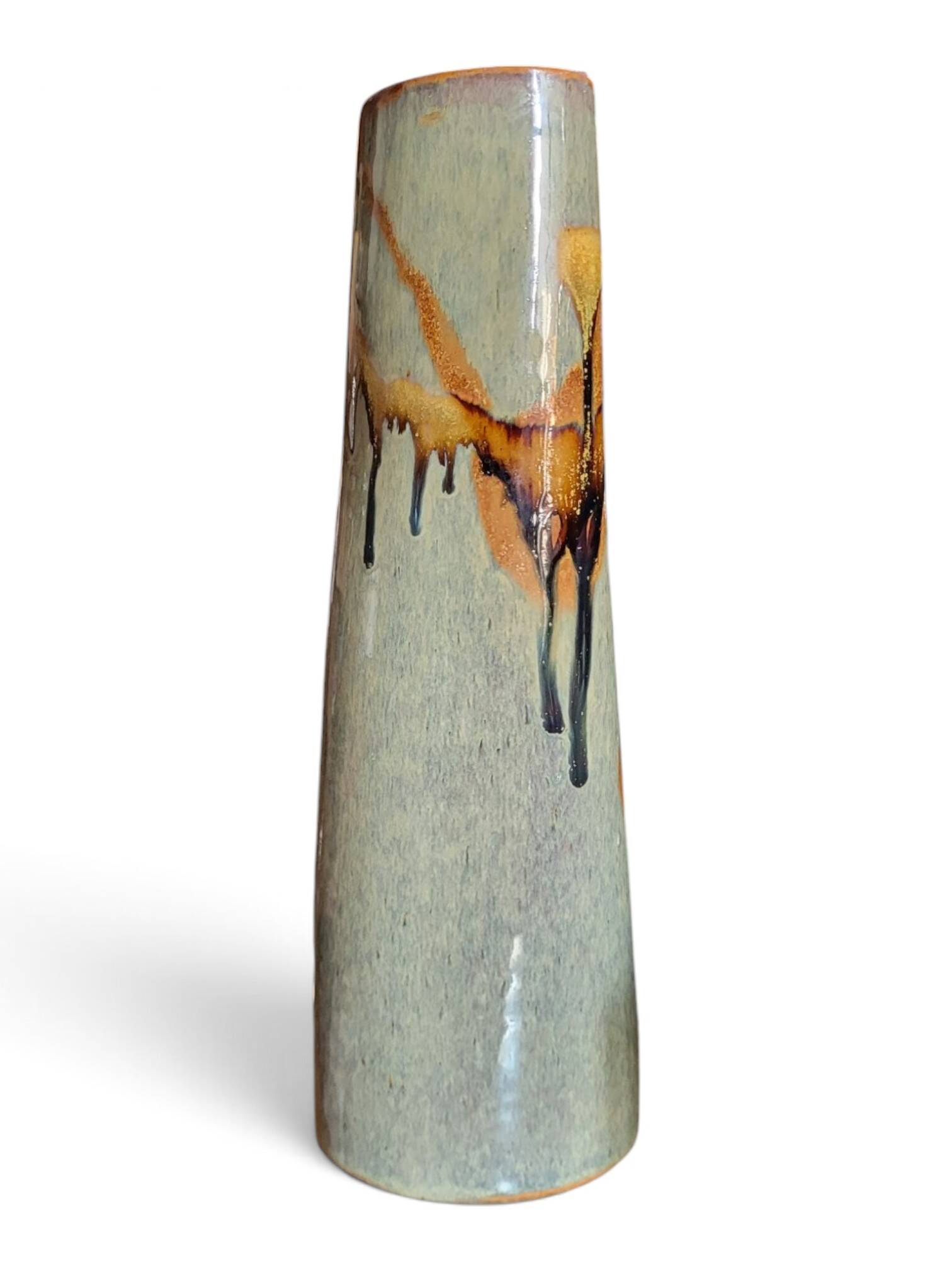 Roll vase in stoneware from Puisaye — Jean Cacheleux