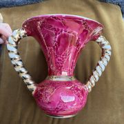 Vase torsadé Vallauris rose doré vintage
