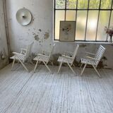 4 white wooden garden chairs
