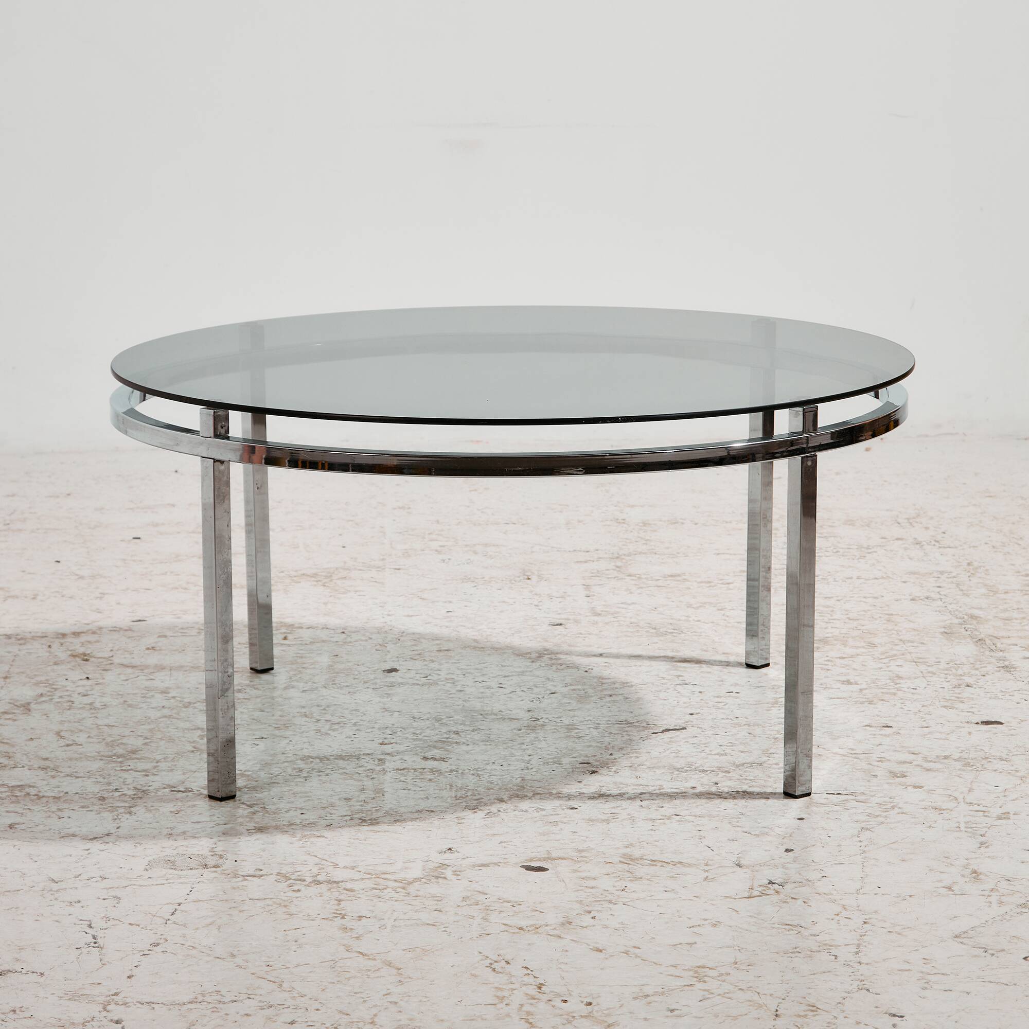 Chrome and glass coffee table