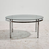 Table basse en chrome et verre