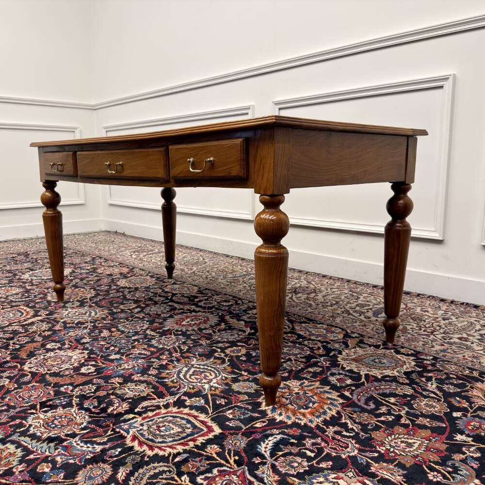 Classic English Writing Desk Black Leather