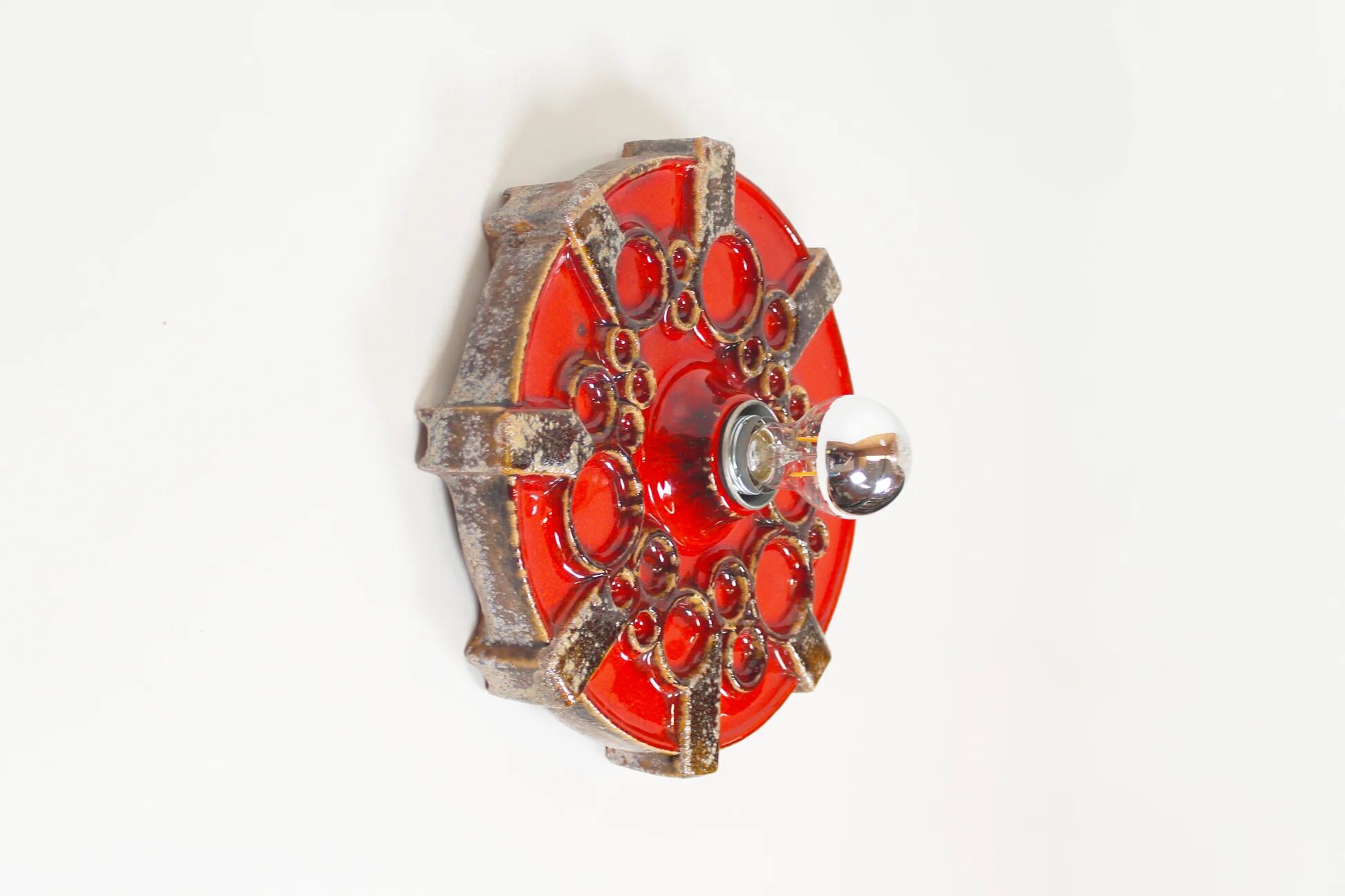 Vintage 1970s ceramic 'Fat Lava' style wall light by Hustadt Leuchten