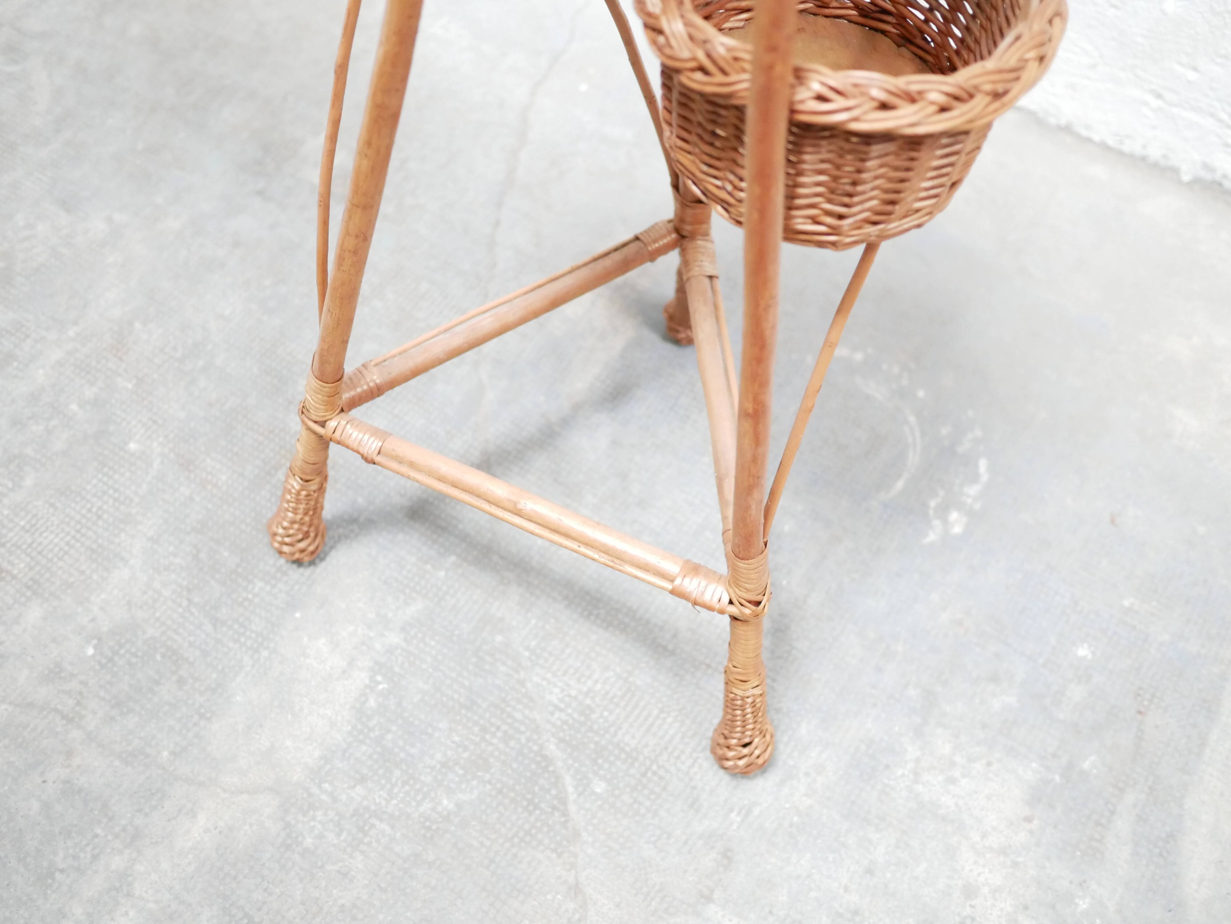 Vintage rattan plant holder