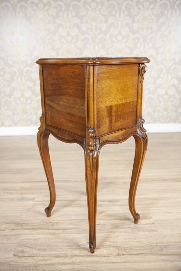 Rococo Nightstand in Walnut with Marble Top