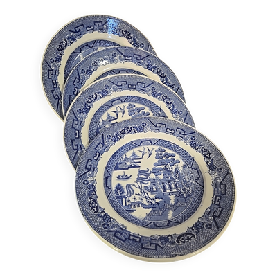 Assiette creuse Creil et Montereau modèle bleu japonisant Pagode