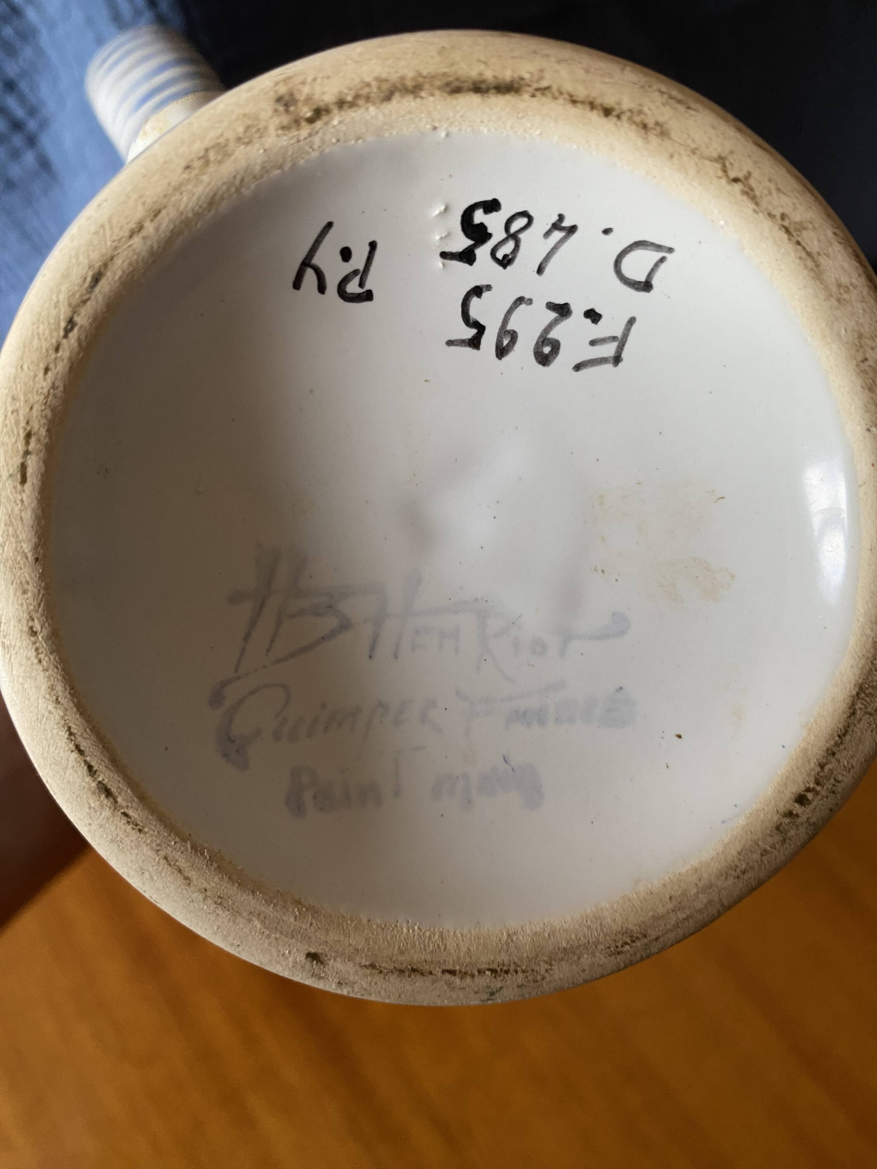 Authentic Quimper Earthenware Jug - HB-Henriot - Hand-painted