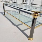 Vintage glass and brass coffee table from the 70s and 80s, Italian design