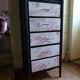 Chest of drawers in black and toile de Jouy