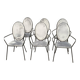 6 black and grey velvet medallion dining chairs with armrests