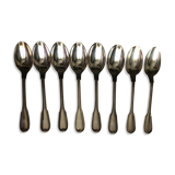Set of 8 small silver metal spoons