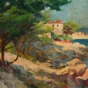 Oil on canvas The Pointe de Bacon in Antibes by M. Desgardins