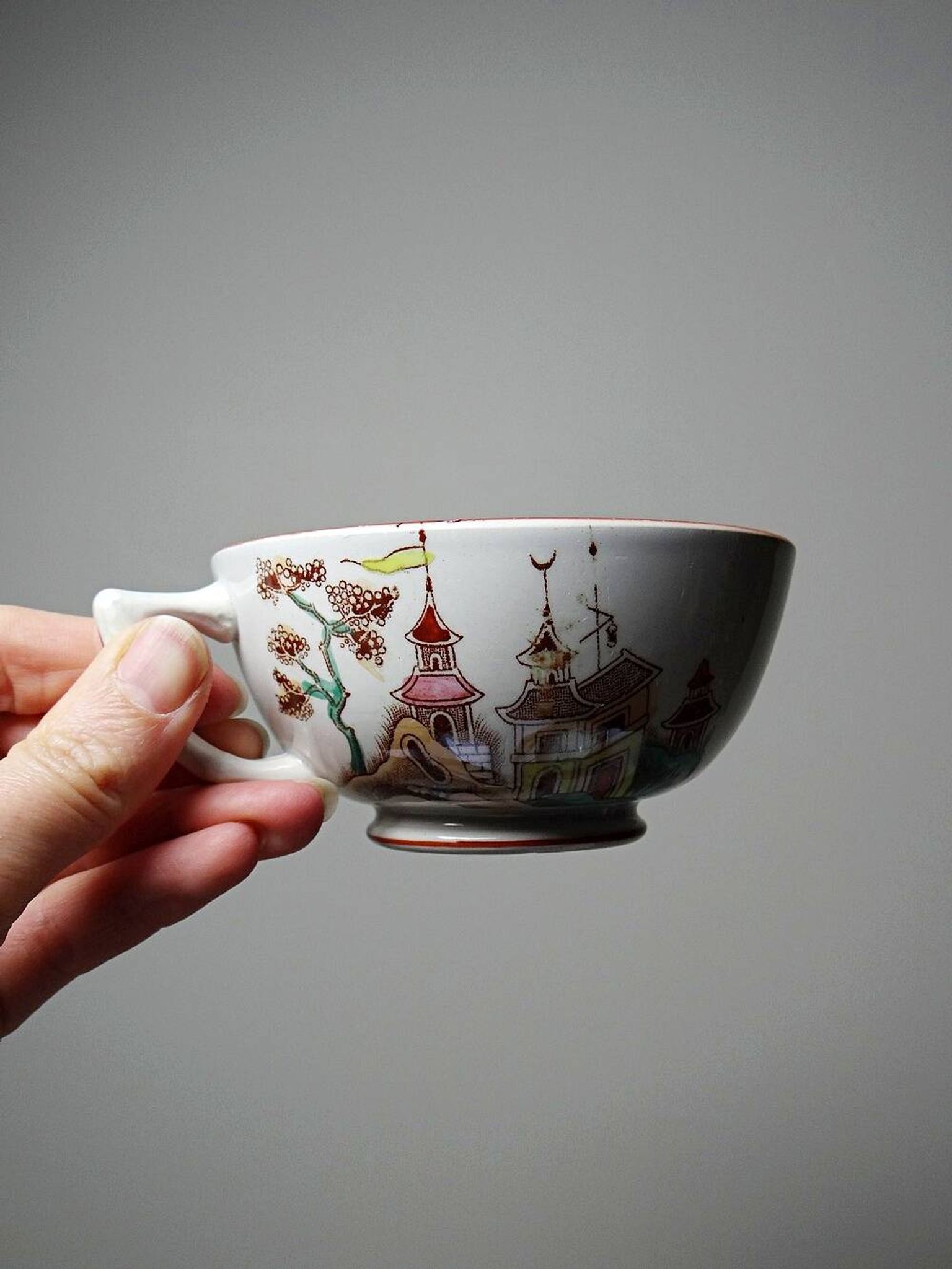 Sarreguemines tea service - Kyoto - antique 5 cups 6 saucers in Japanese style