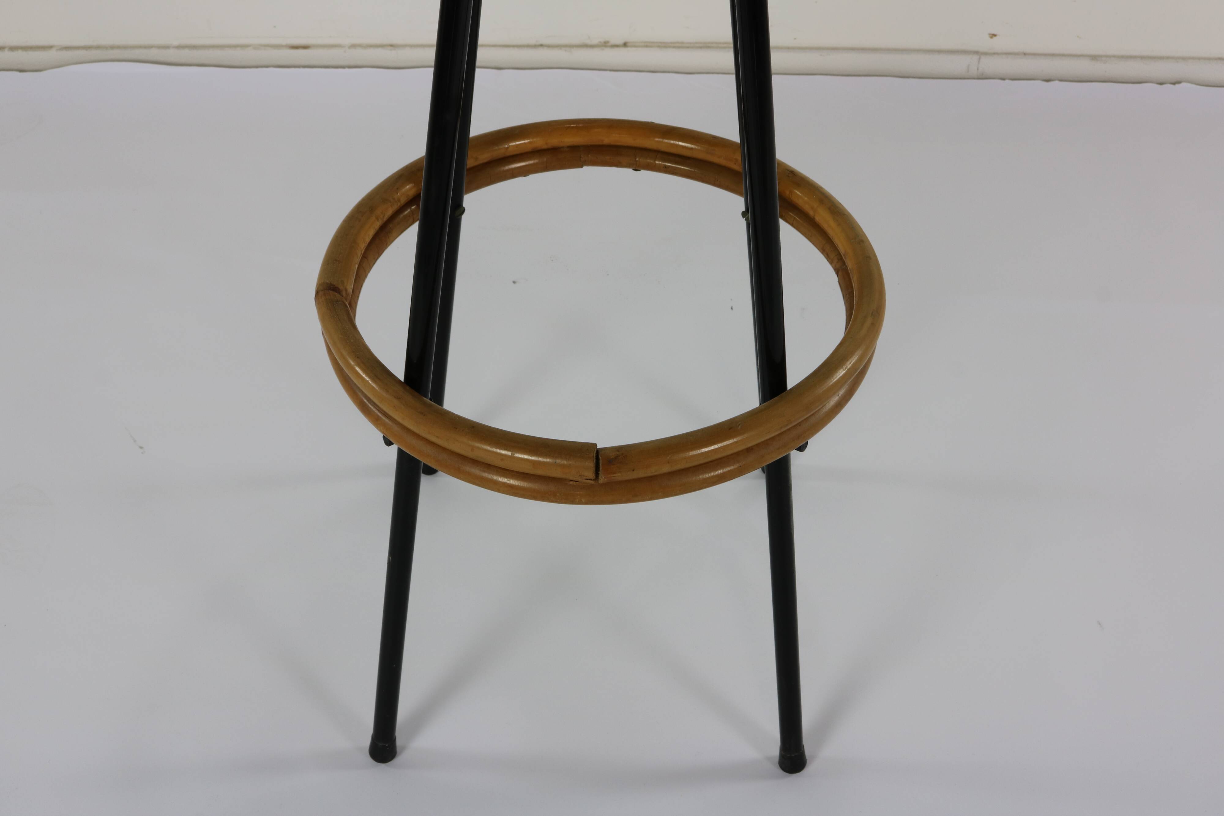 Original sixties rattan bar stool by Rohé Noordwolde Holland
