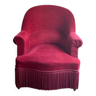 Fauteuil crapaud velours bordeaux