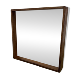 Square modernist wooden mirror — Scandinavian style, 1970s