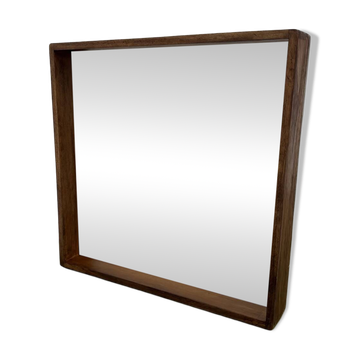 Miroir moderniste carré en bois — Style scandinave, Années 70