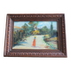 Small oil on panel landscape and old woman