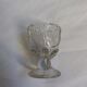 Molded glass egg cup with pigeon bird