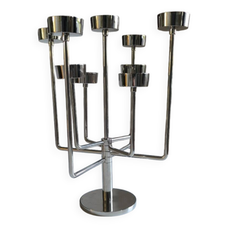Chrome metal habitat candle holder from the 90s