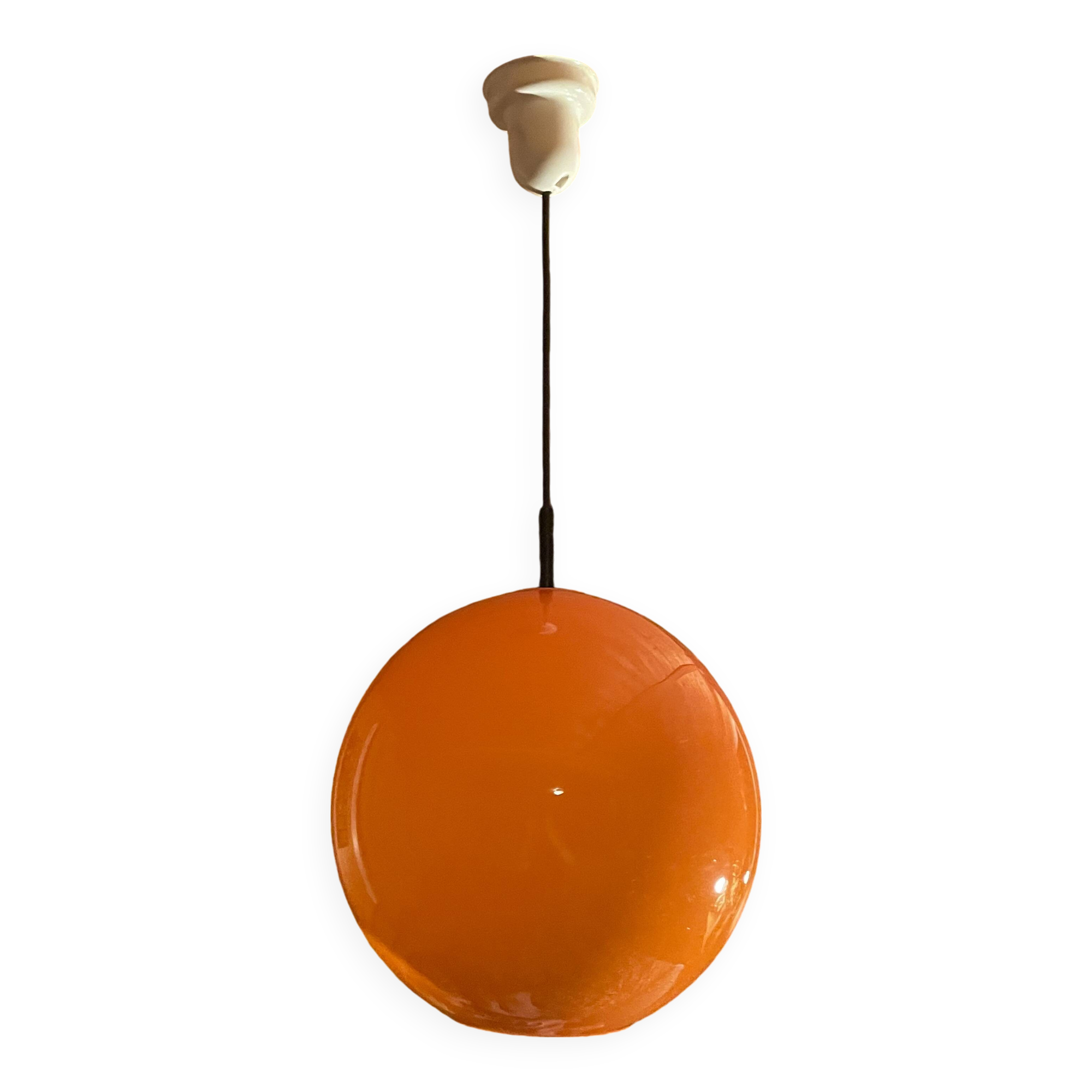 Orange ball chandelier, vintage pendant light, from the 70s