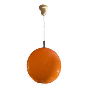 Lustre boule orange, - suspension