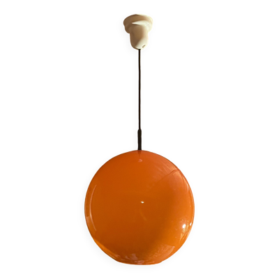 Lustre boule orange, suspension vintage, des année 70