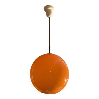 Lustre boule orange, suspension vintage, des année 70