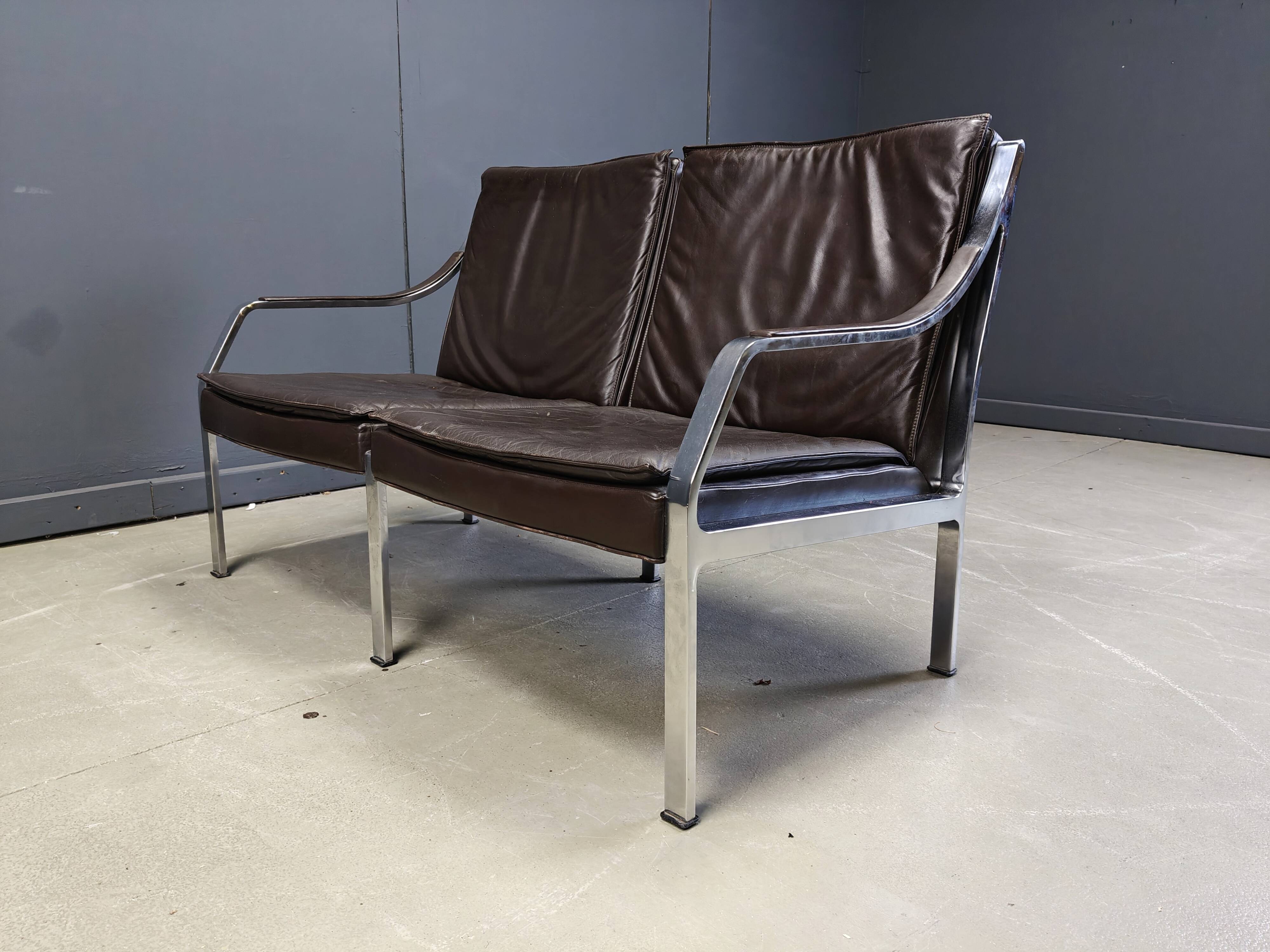 Leather sofa by Preben Fabricius and Jorgen Kastholm for Walter Knoll, 1960