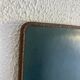 Vintage 1950s triptych barber mirror in duck blue - 22 x 86 cm