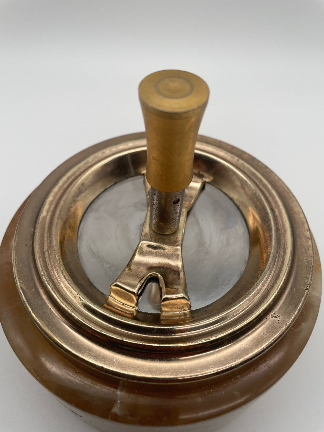 Vintage onyx and gold pusher ashtray