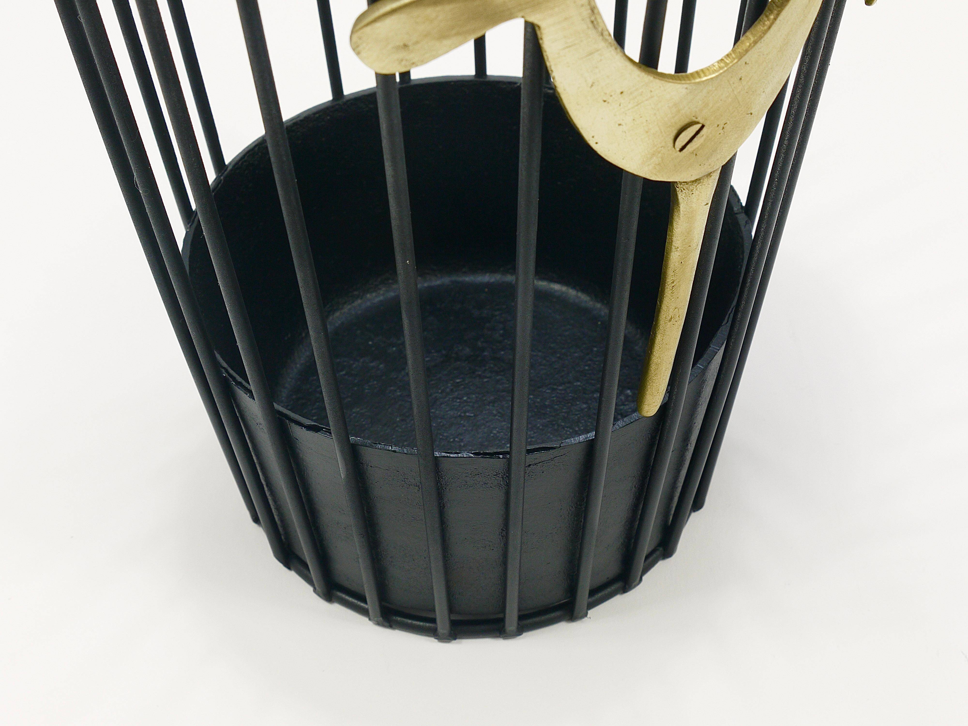 Brass Umbrella Stand Coq by Walter Bosse Mid-Century for Herta Baller, 1950s