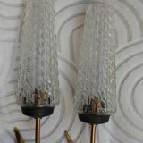 Pair of glass and metal sheaf-shaped wall lights circa 1960