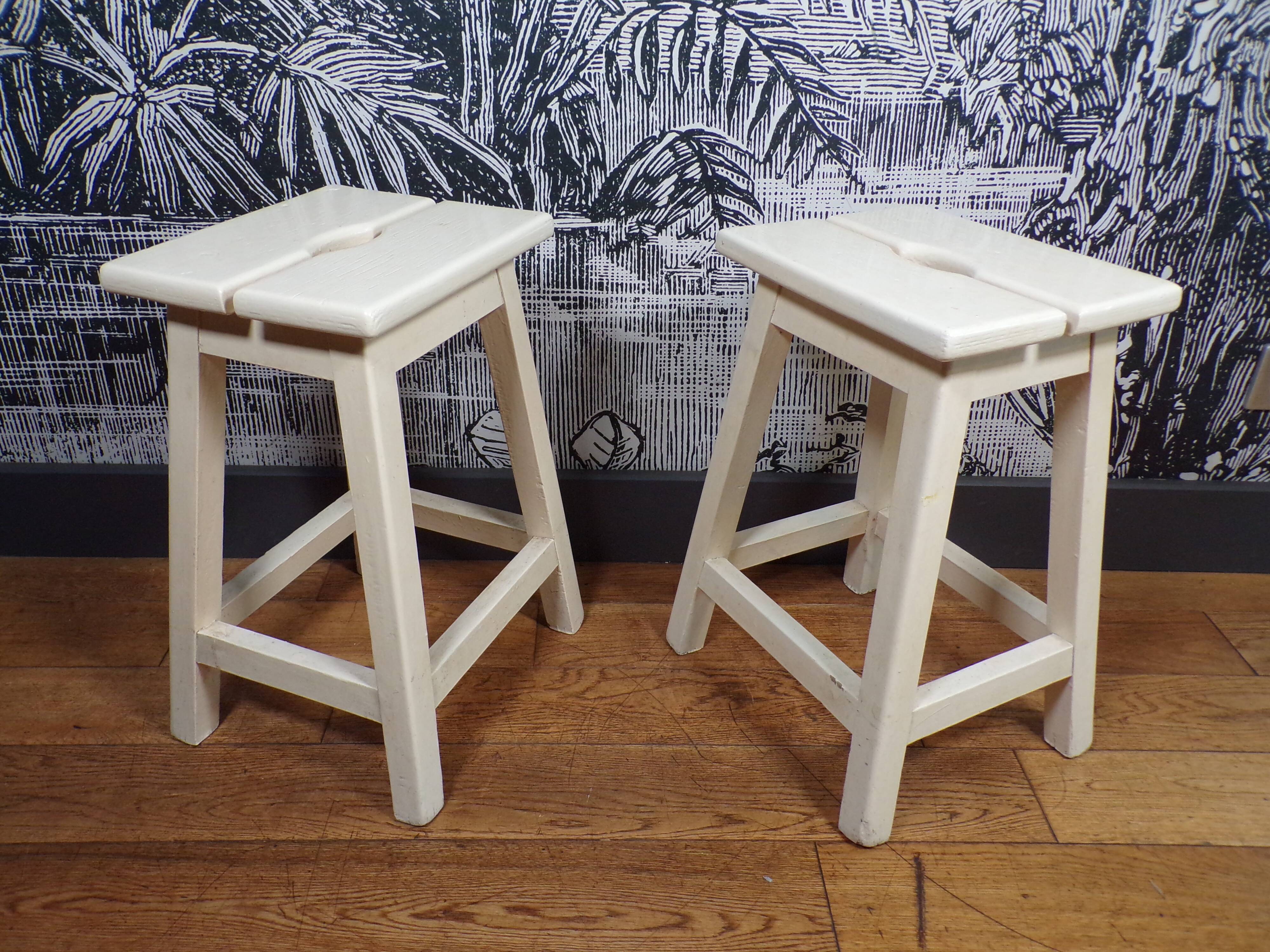 Pair of old farm stools