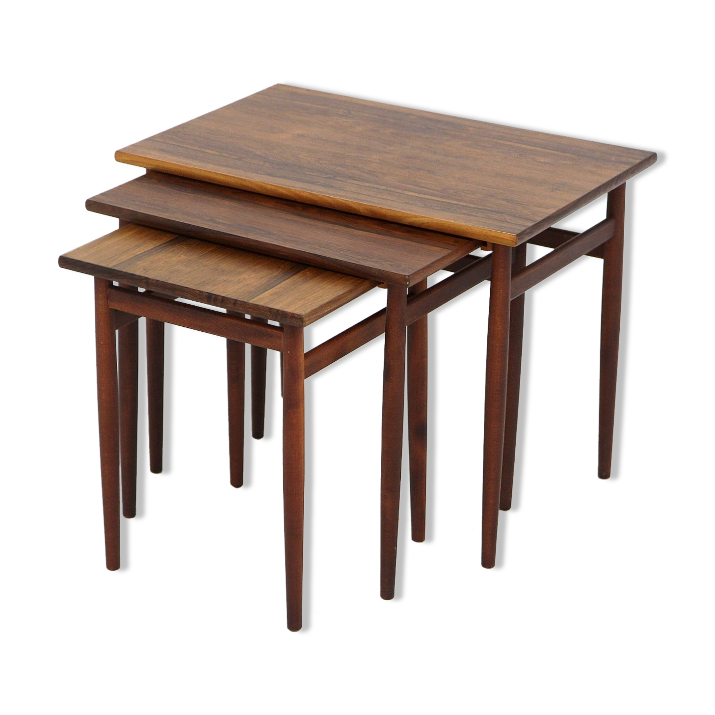 Set of 3 rosewood trundle tables, Sweden, 1960