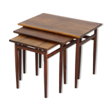 Set of 3 rosewood trundle tables, Sweden, 1960