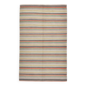 Tapis Kilim en Laine Fait Main en Pastel Doux Turc, 167x298Cm