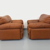 Pair of vintage Coquelicot lounge chairs by Tito Agnoli for Poltrona Frau in leather from the 70s