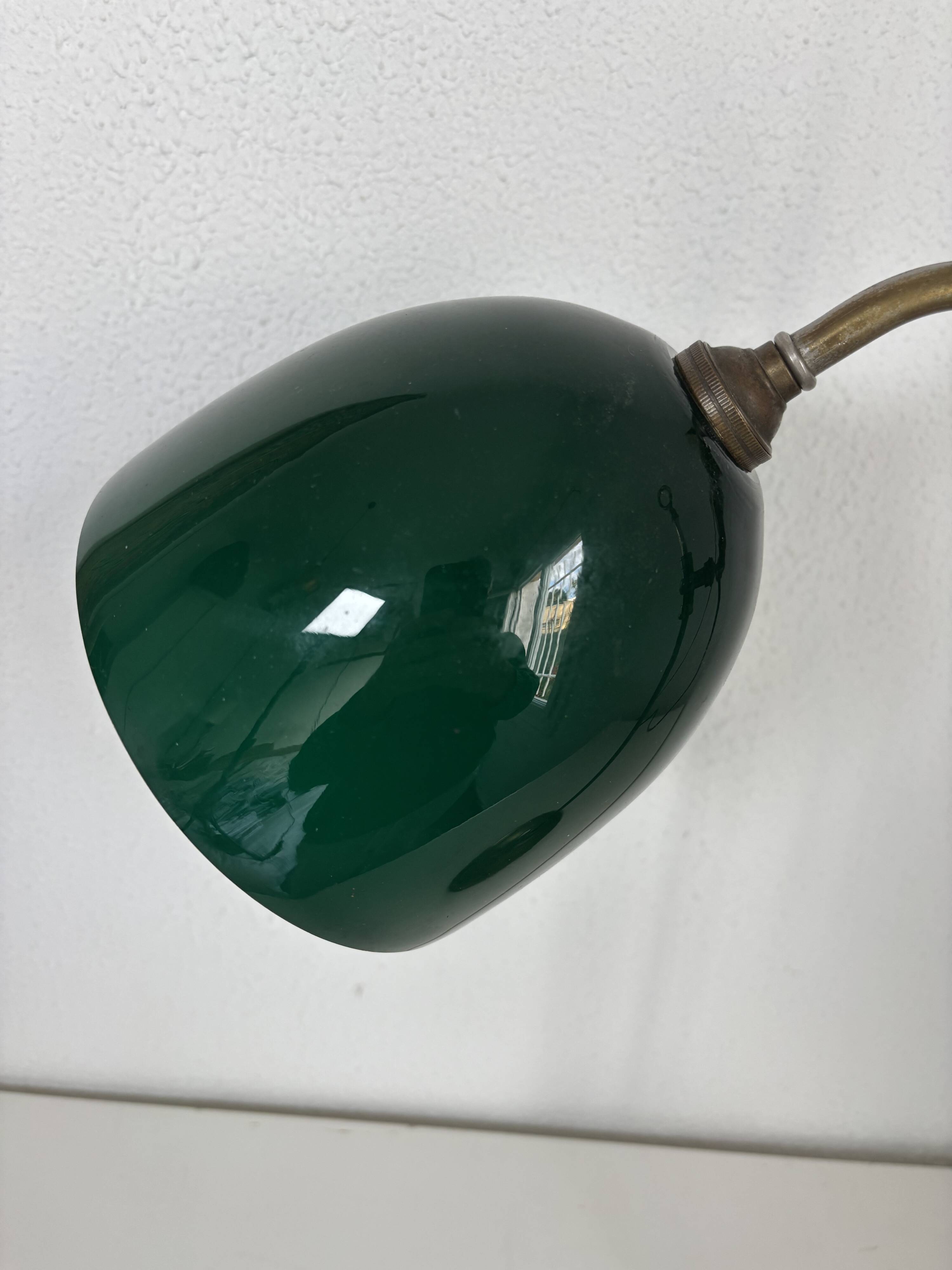 Vintage 1920s desk lamp in nickel-plated brass, celadon - 52 cm