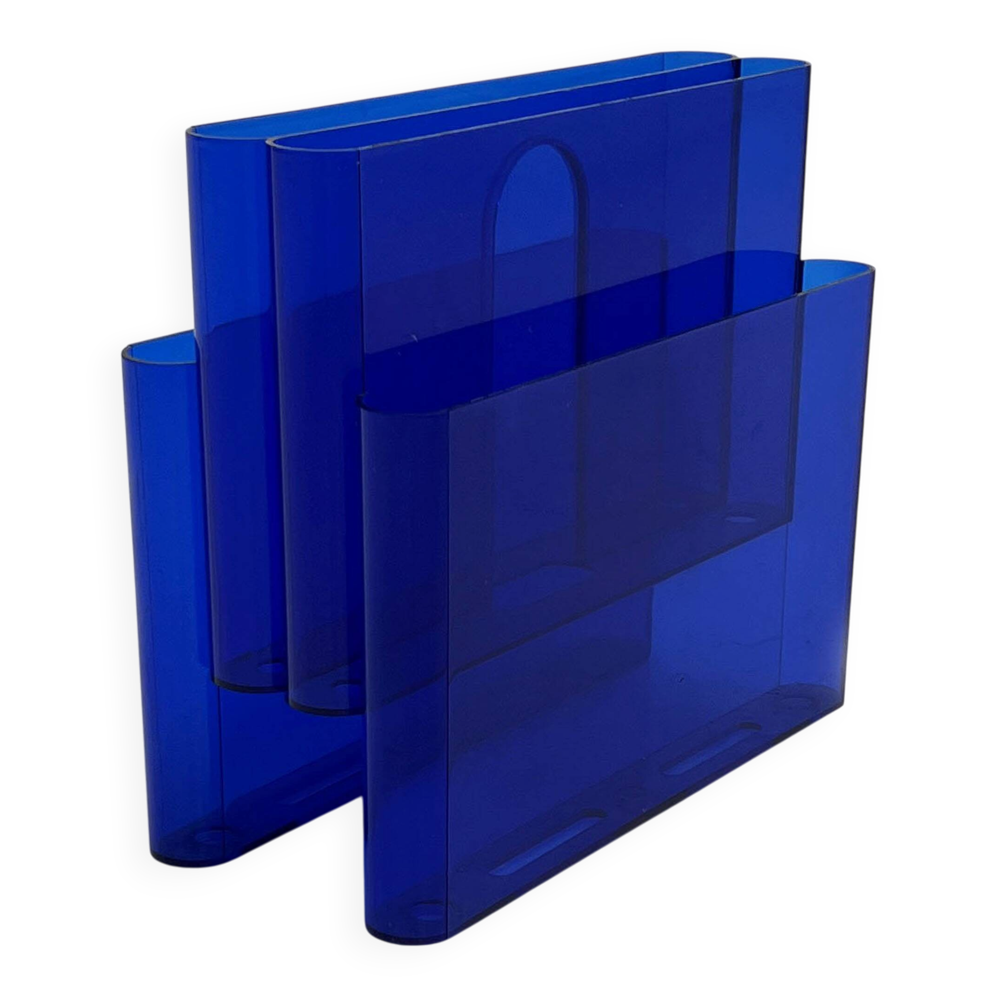 Porte-revue bleu transparent par Giotto Stoppino pour Kartell, 1970