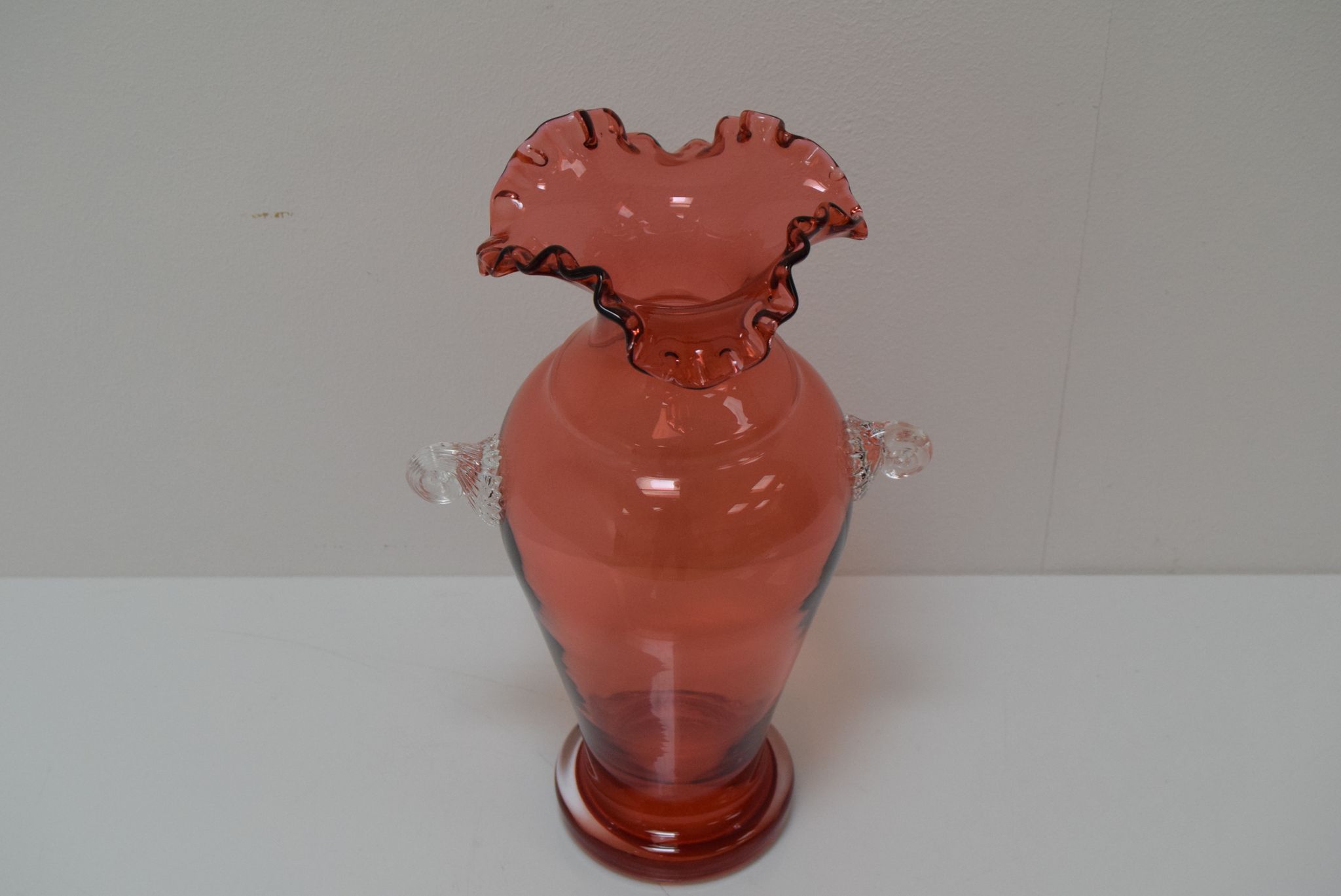 Art Czech glass vase, by Glasswork Novy Bor, 1950s