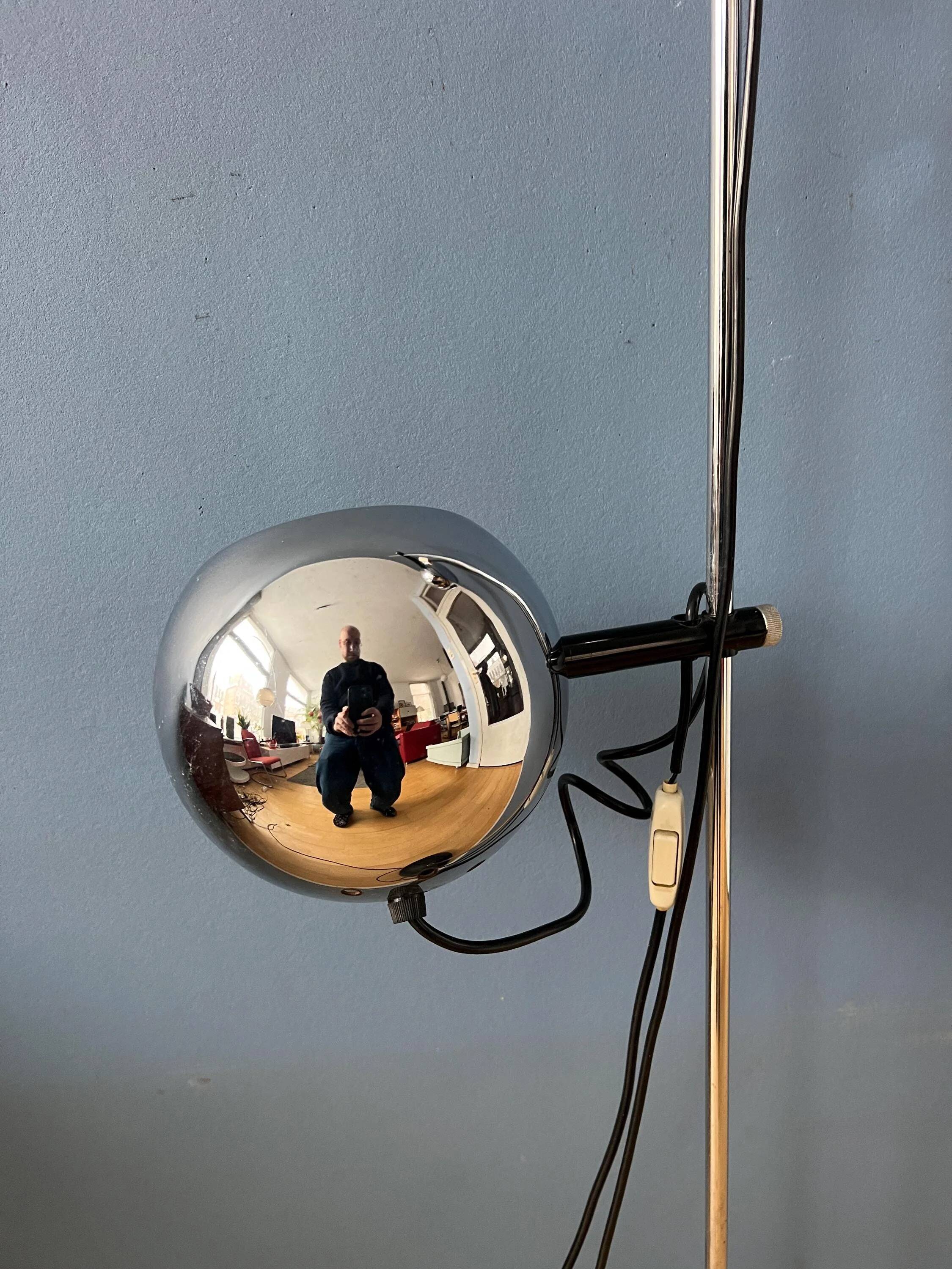 Chrome ball floor lamp Herda Mid-Century 1970s