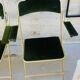 Lot de 3 chaises pliables Chaisor en velours vert et piétement or de 1996
